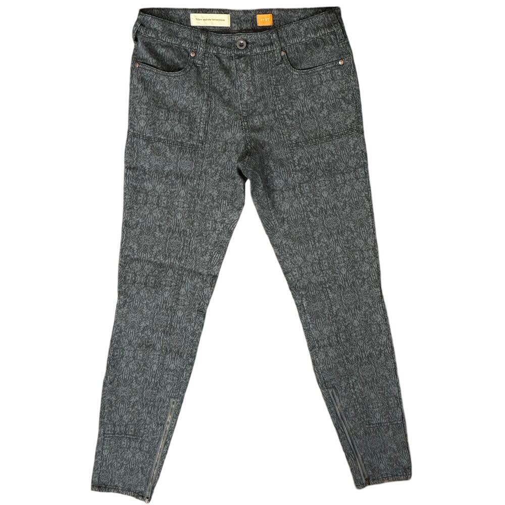 Pilcro and the Letterpress Black White Brocade Stretch Skinny Jeans Size 27
